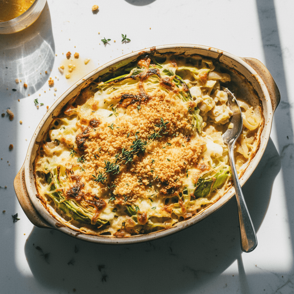 Creamy Roasted Cabbage Gratin