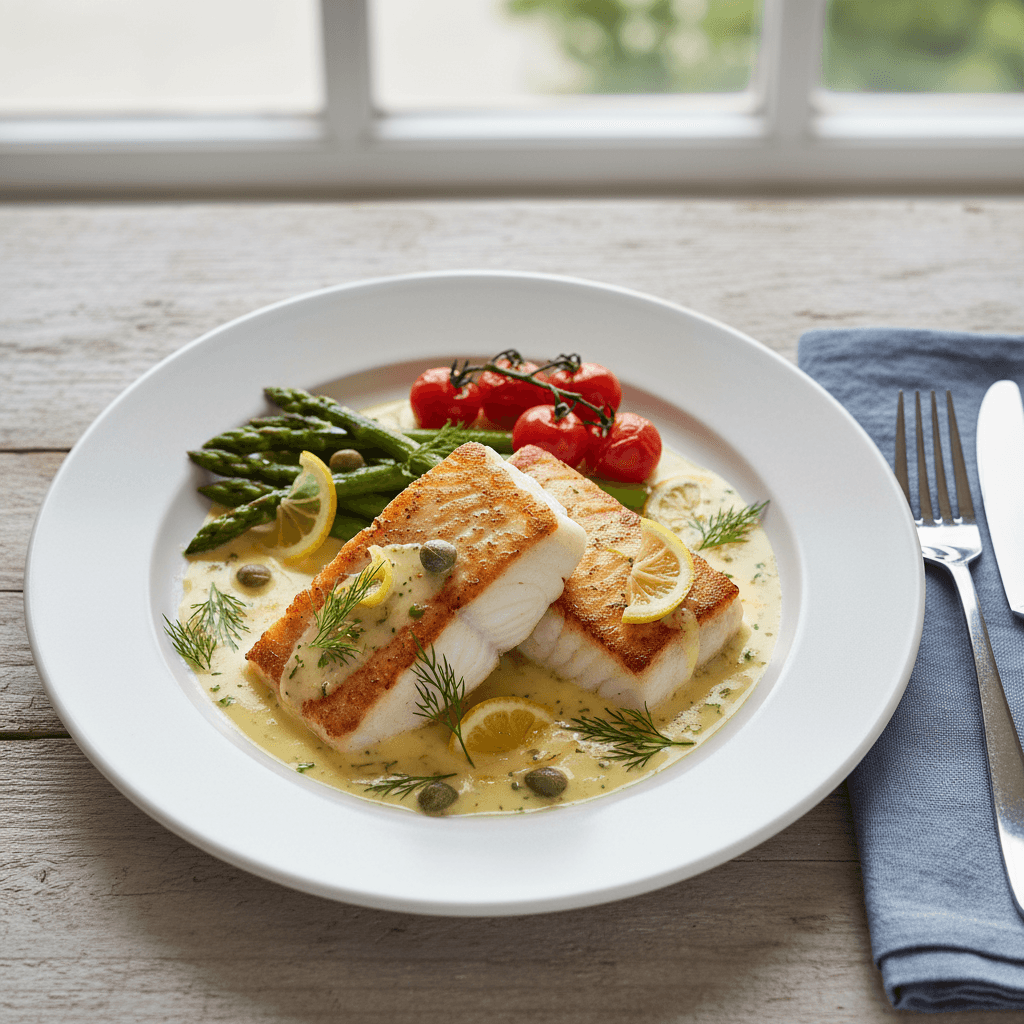 Pan-Seared Cod with Lemon-Dill Sauce