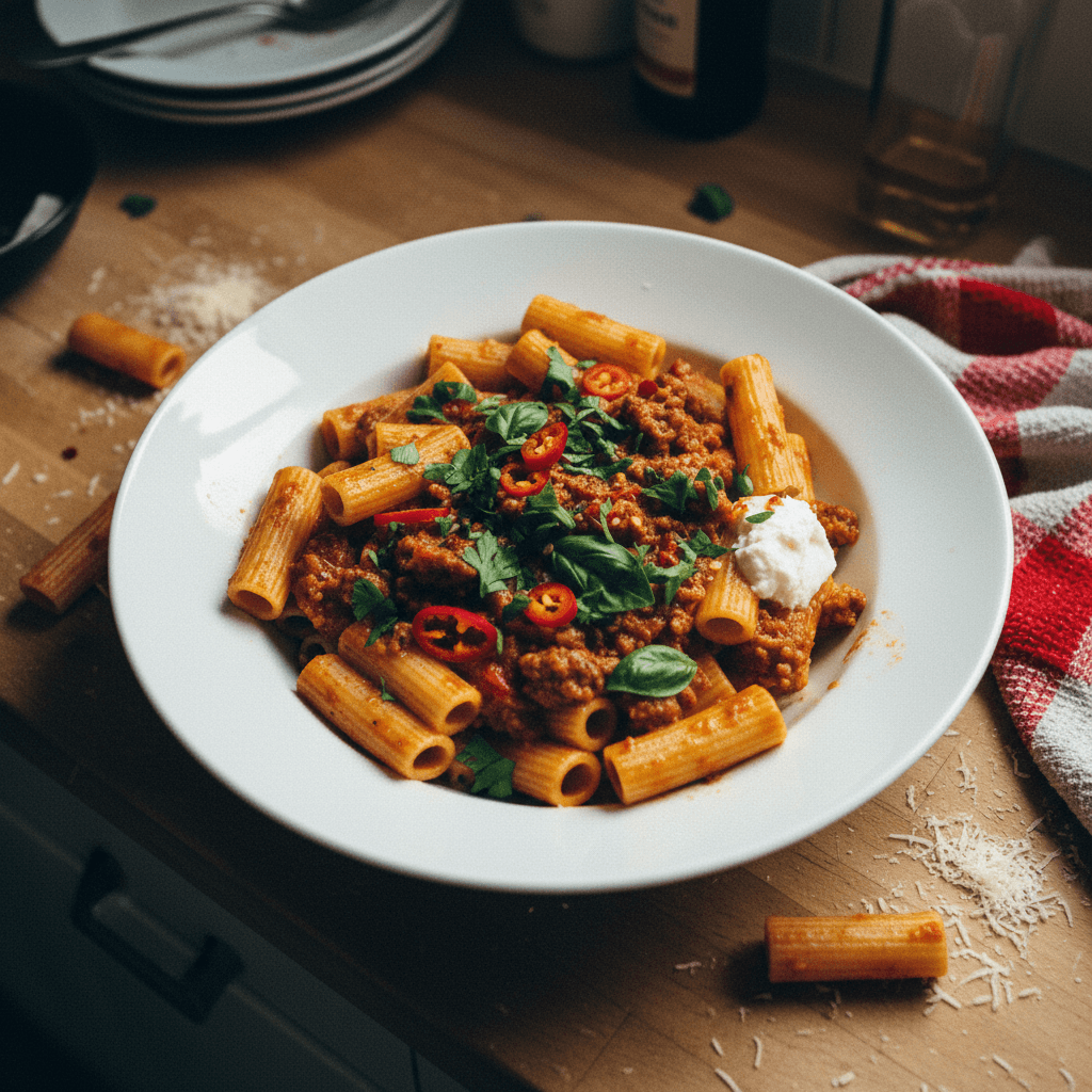 Spicy Rigatoni with 'Nduja and Calabrian Chili