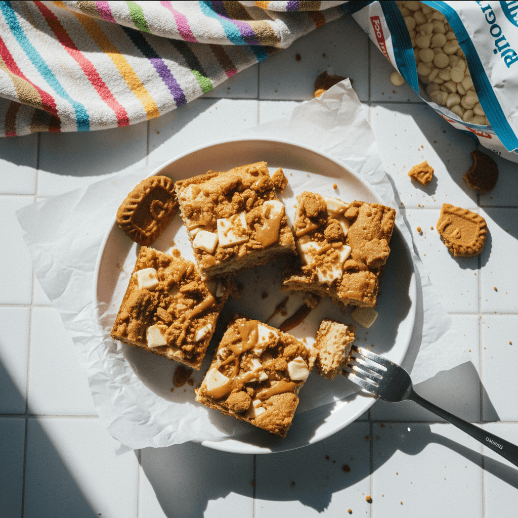 White Chocolate Biscoff Blondies
