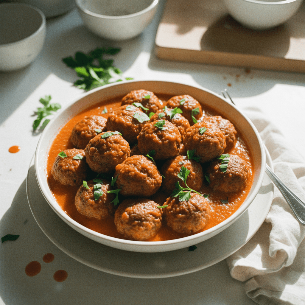 Carrot-Infused Beef Meatballs with Savory Tomato Sauce