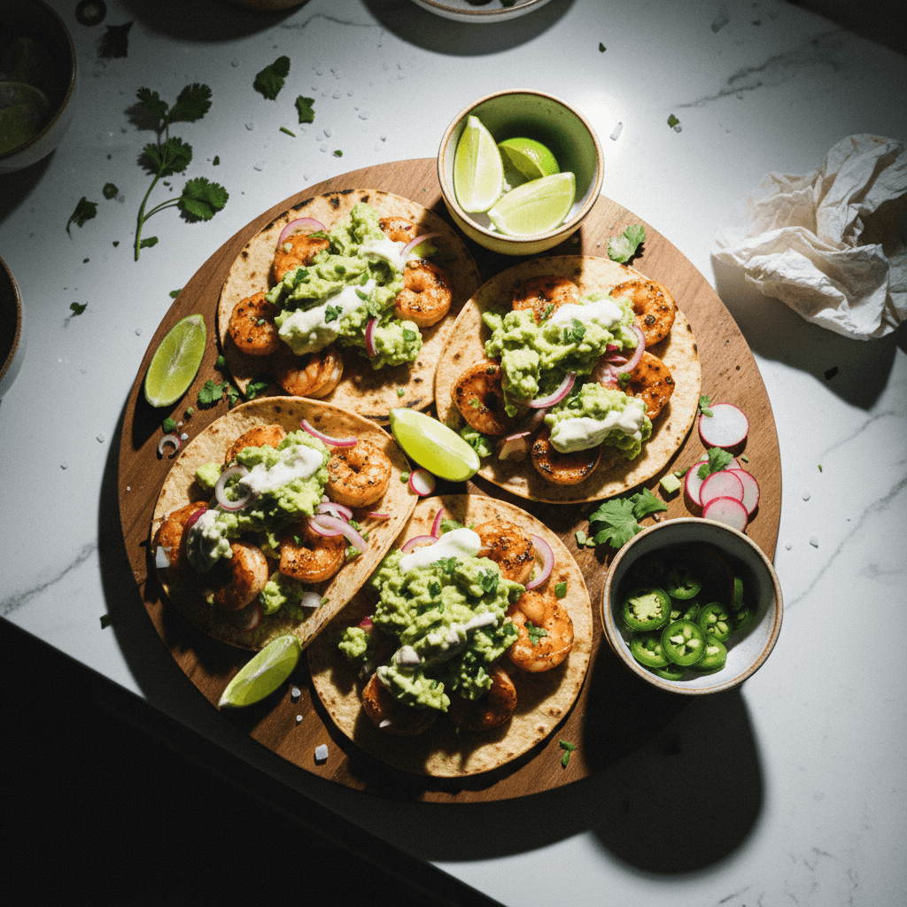 Avocado Lime Grilled Shrimp Tacos