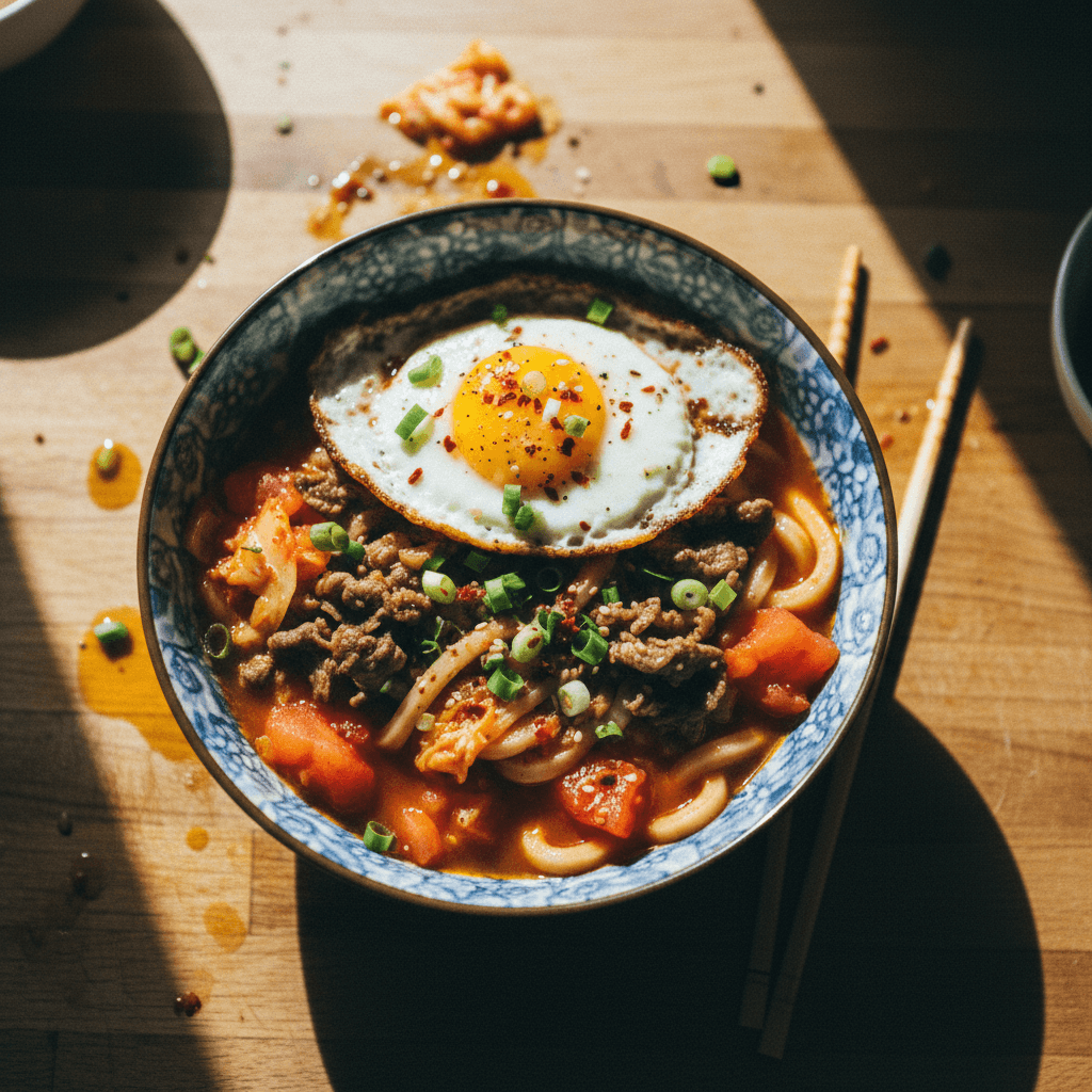 Kimchi Tomato Beef Udon