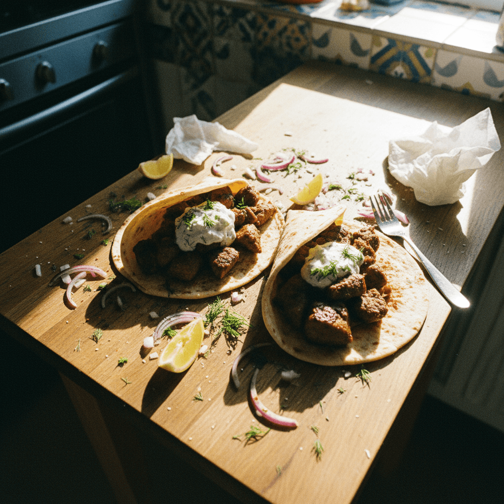 Spicy Lamb and Tzatziki Gyros