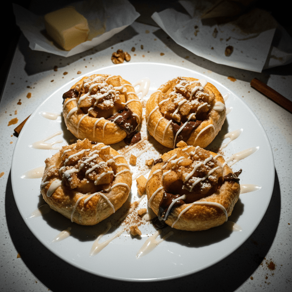 Puff Pastry Apple Dumplings with Chocolate and Cinnamon Filling
