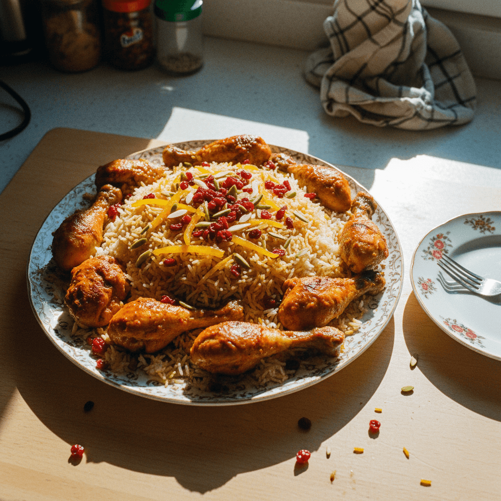 زرشک پلو با مرغ مجلسی