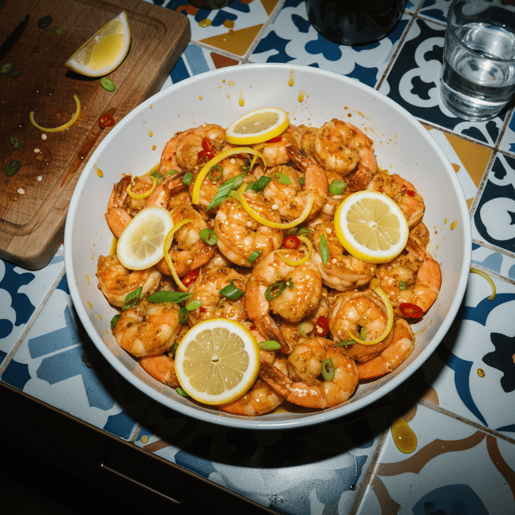 Hot Honey Lemon King Prawns