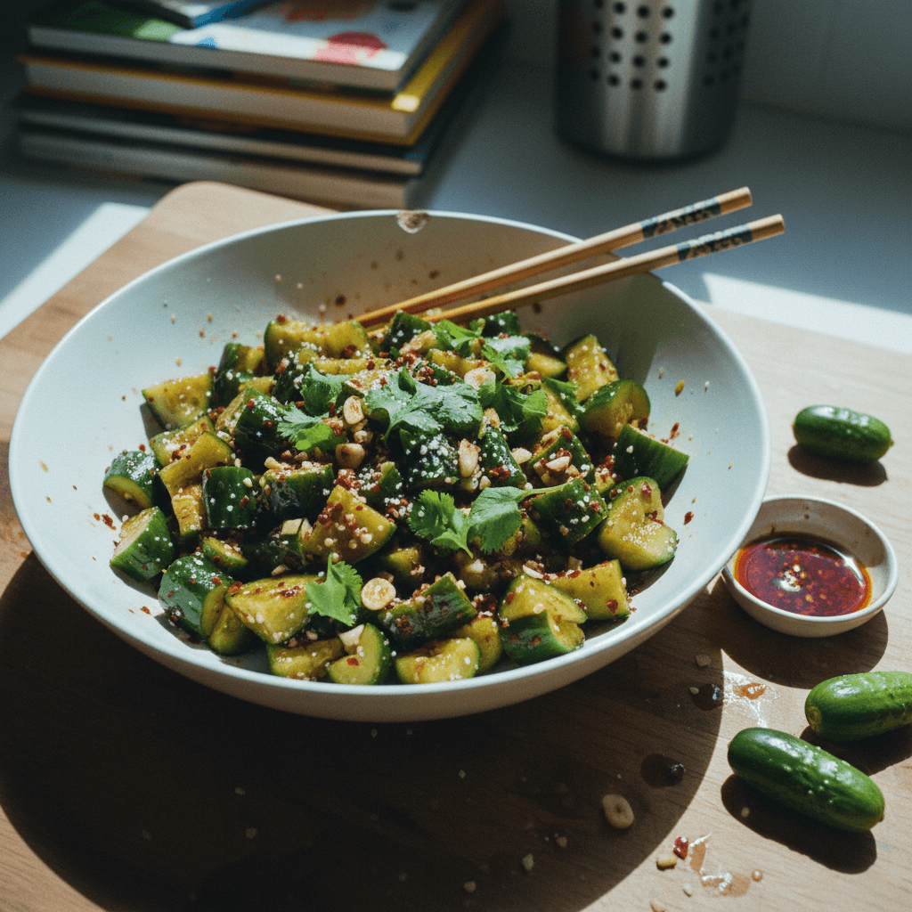 Chinese Smashed Cucumber Salad (Pāi Huángguā)