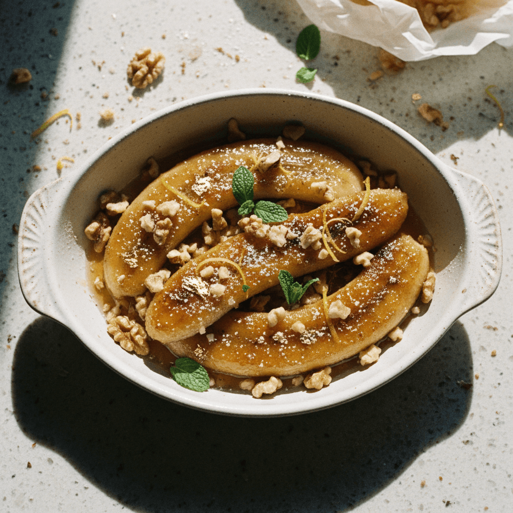 Honey Baked Bananas with Walnuts