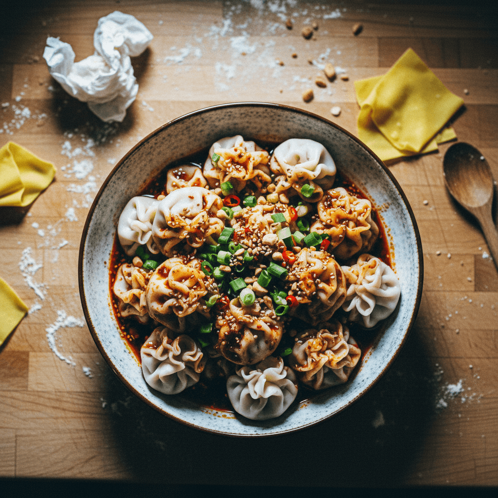 Spicy Pork and Shrimp Wontons