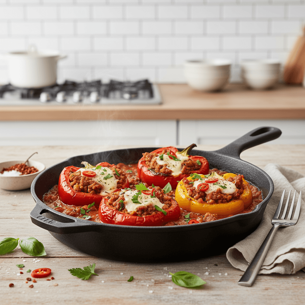 Spicy Sausage Stuffed Pepper Skillet