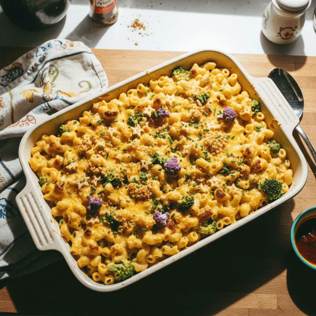 Broccoli Cheese Cauliflower Mac with Fun Shapes