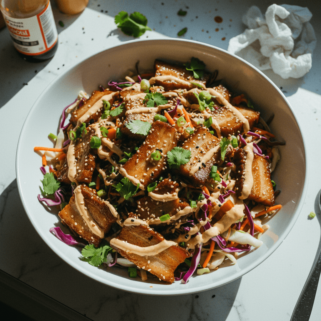 TJ's Hoisin Pork Belly Salad with Crunchy Slaw