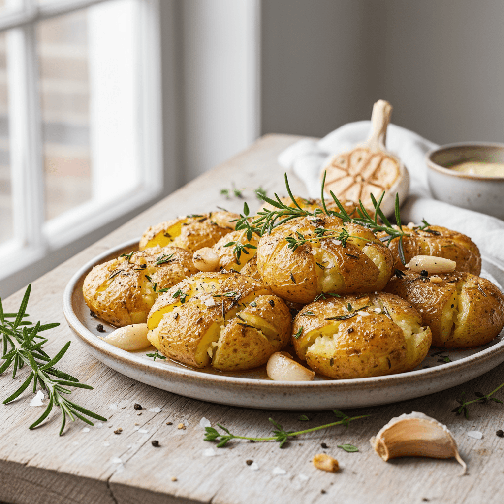 Garlic Herb Smashed Potatoes
