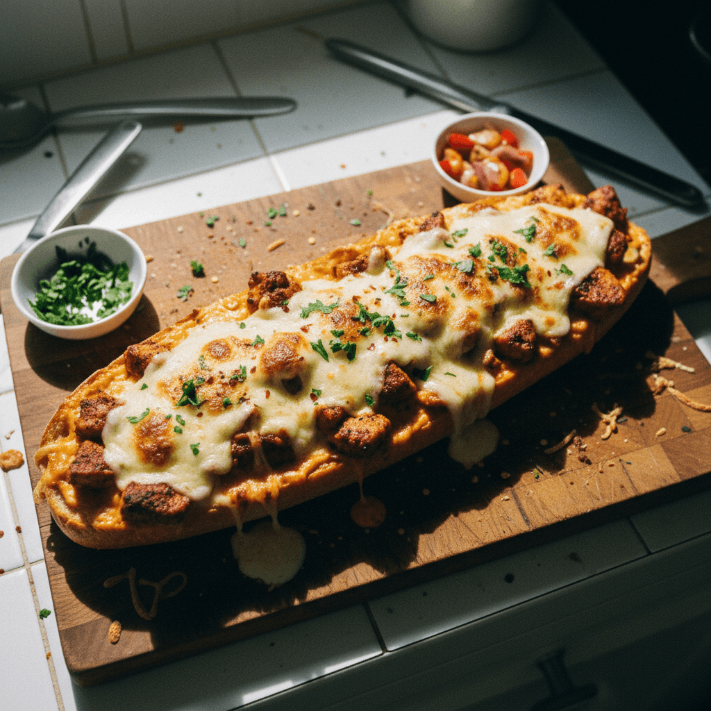 Cheesy Cajun Chicken Garlic Bread