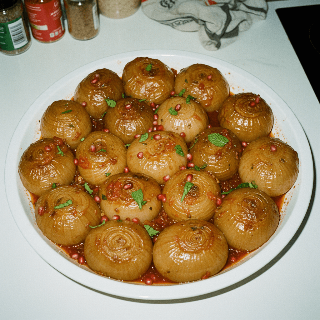 Iraqi Dolma: Stuffed Onions with Pomegranate Molasses
