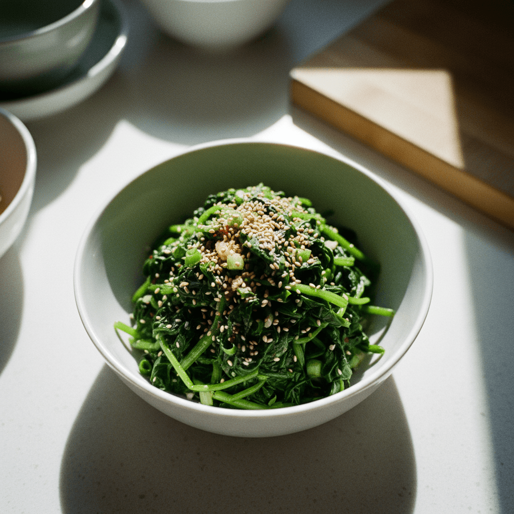 Korean Banchan: Seasoned Spinach (시금치나물 / sigeumchi namul)