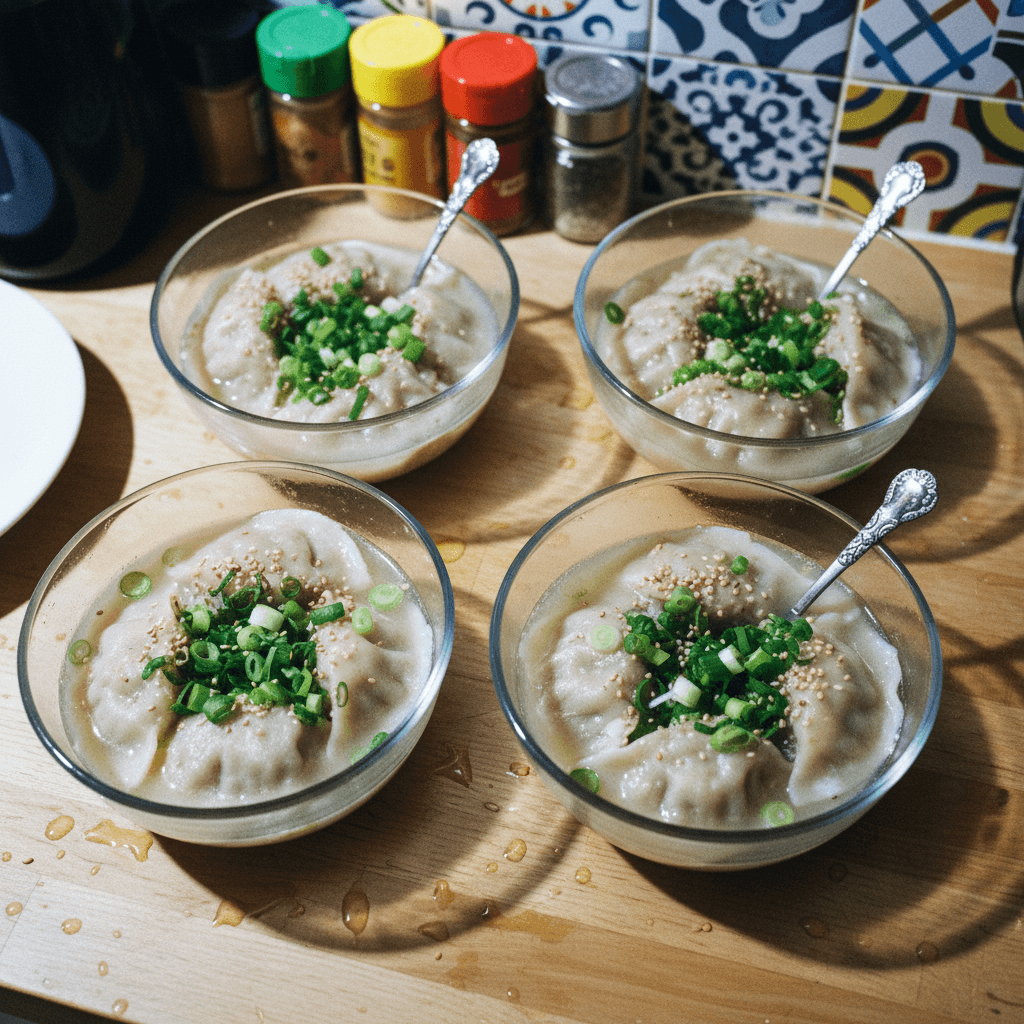 Steamed Pork & Green Onion Dumpling Soup