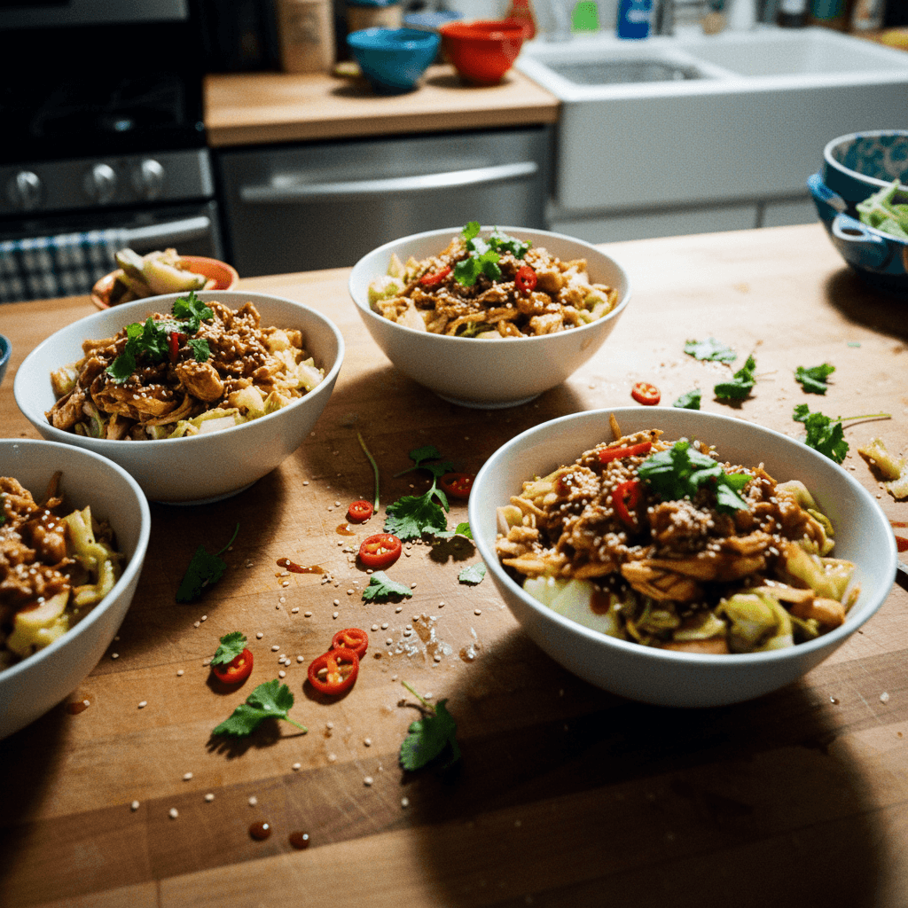 Chicken and Cabbage Rice Bowls