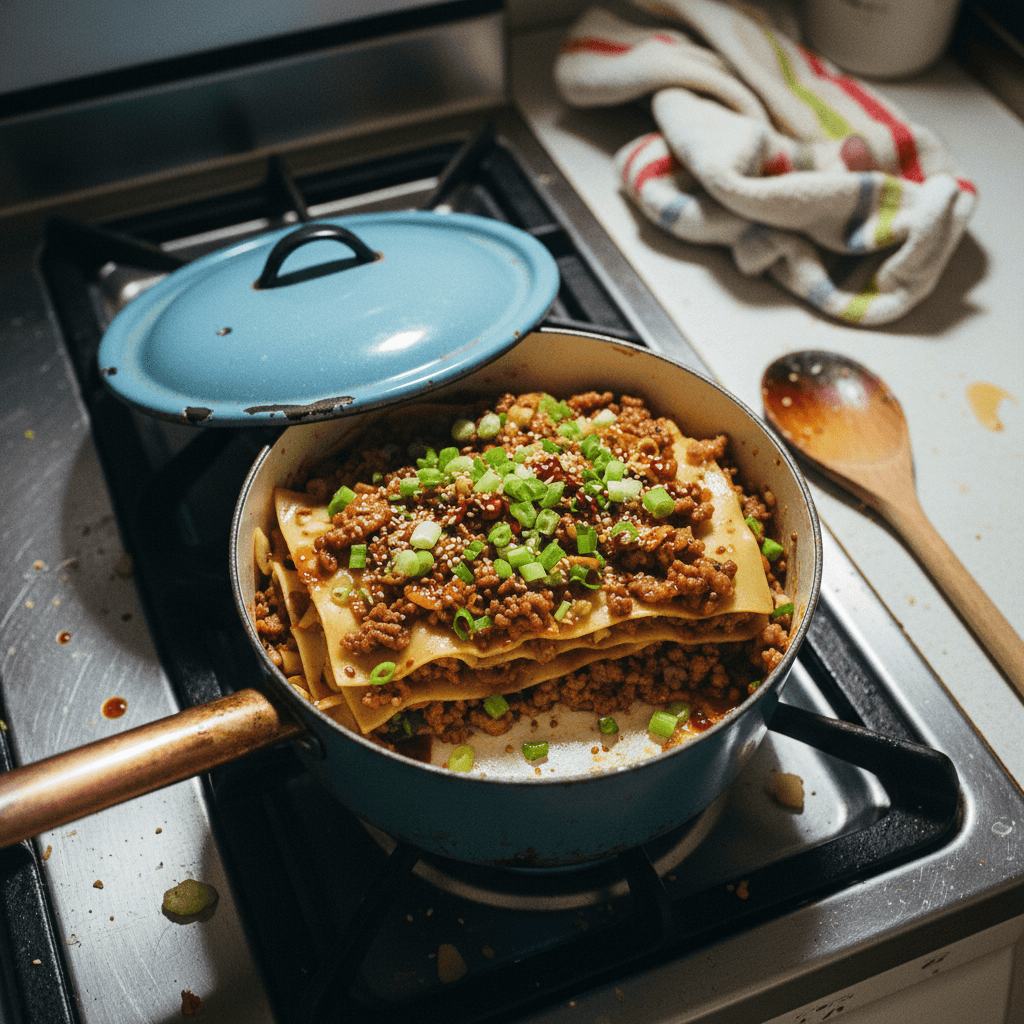 Dumpling Lasagna (Stove Top Edition)