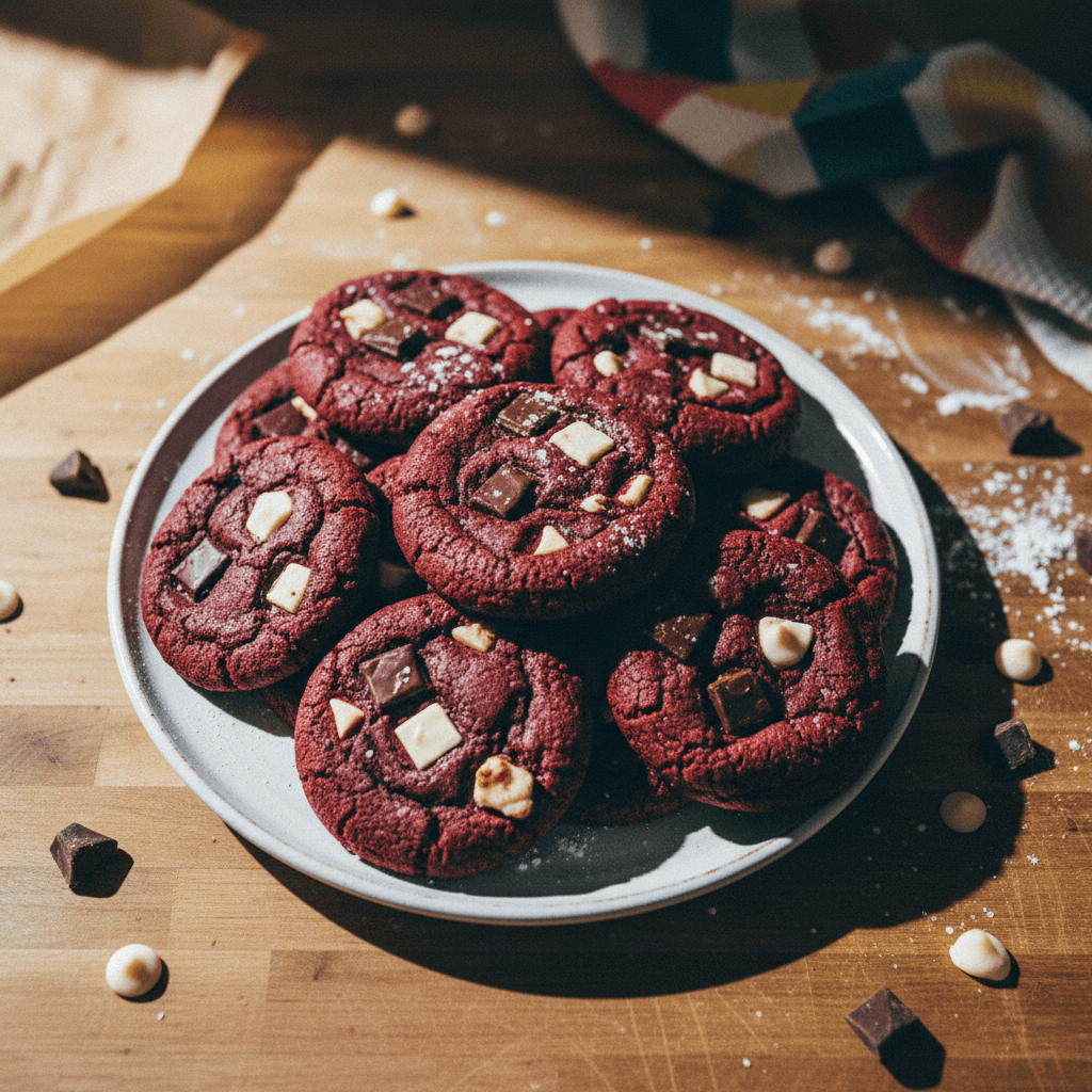 Red Velvet Chocolate Chunk Cookies
