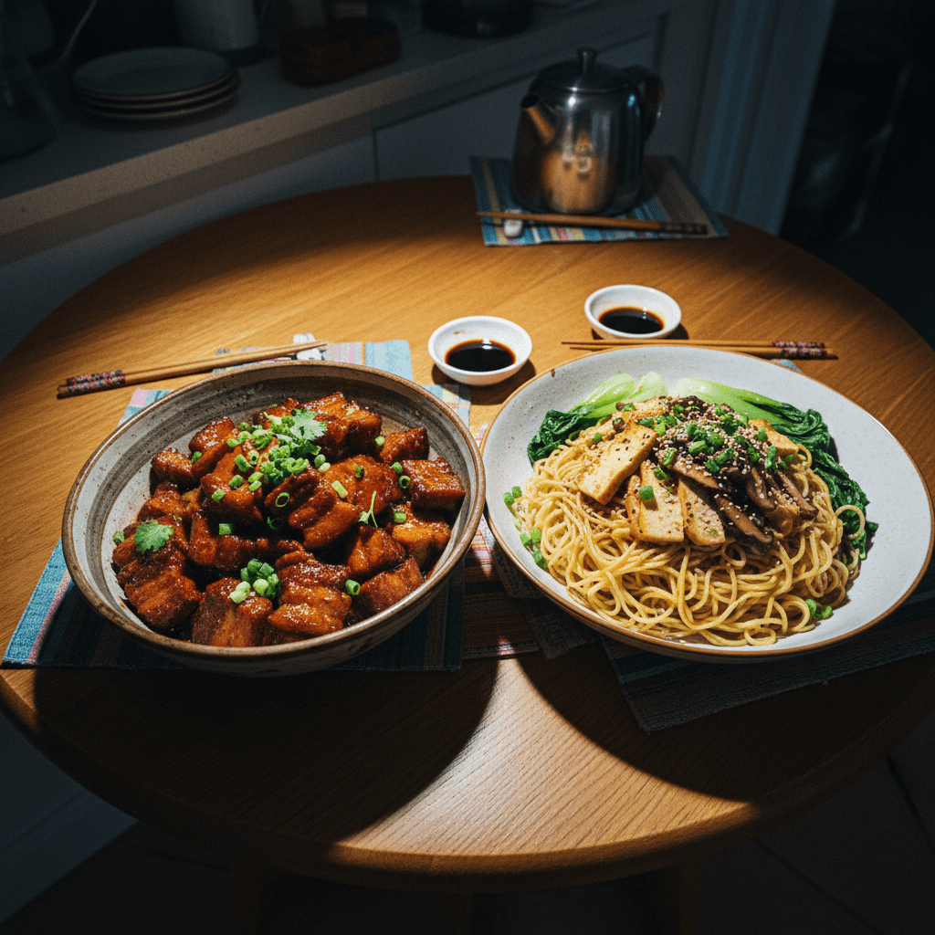 Hong Shao Rou and Longevity Noodles
