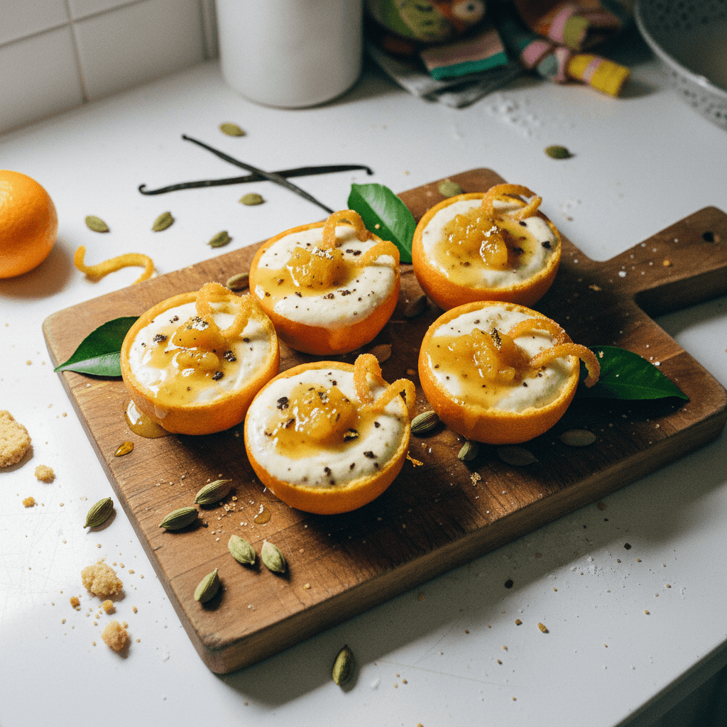 Cardamom and Vanilla Bean Clementine Possets