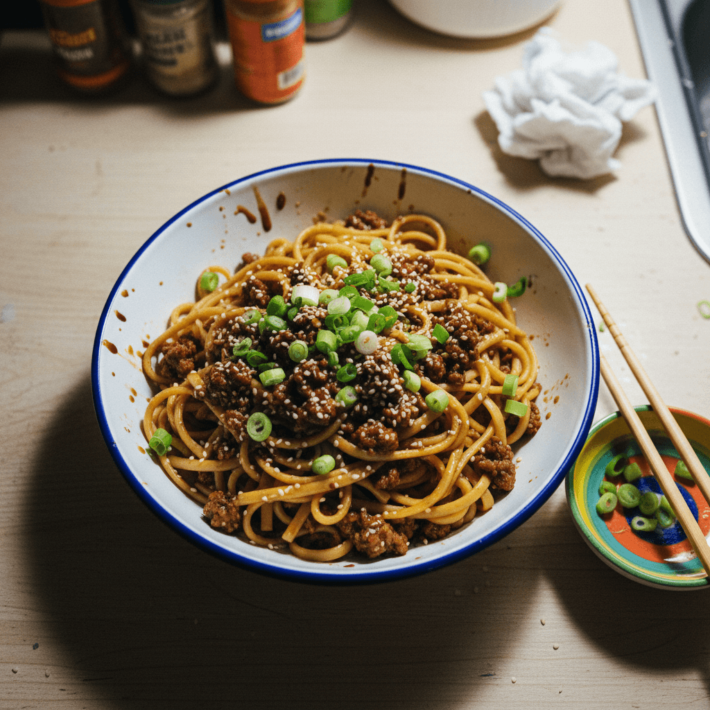 Mongolian Ground Beef Noodles