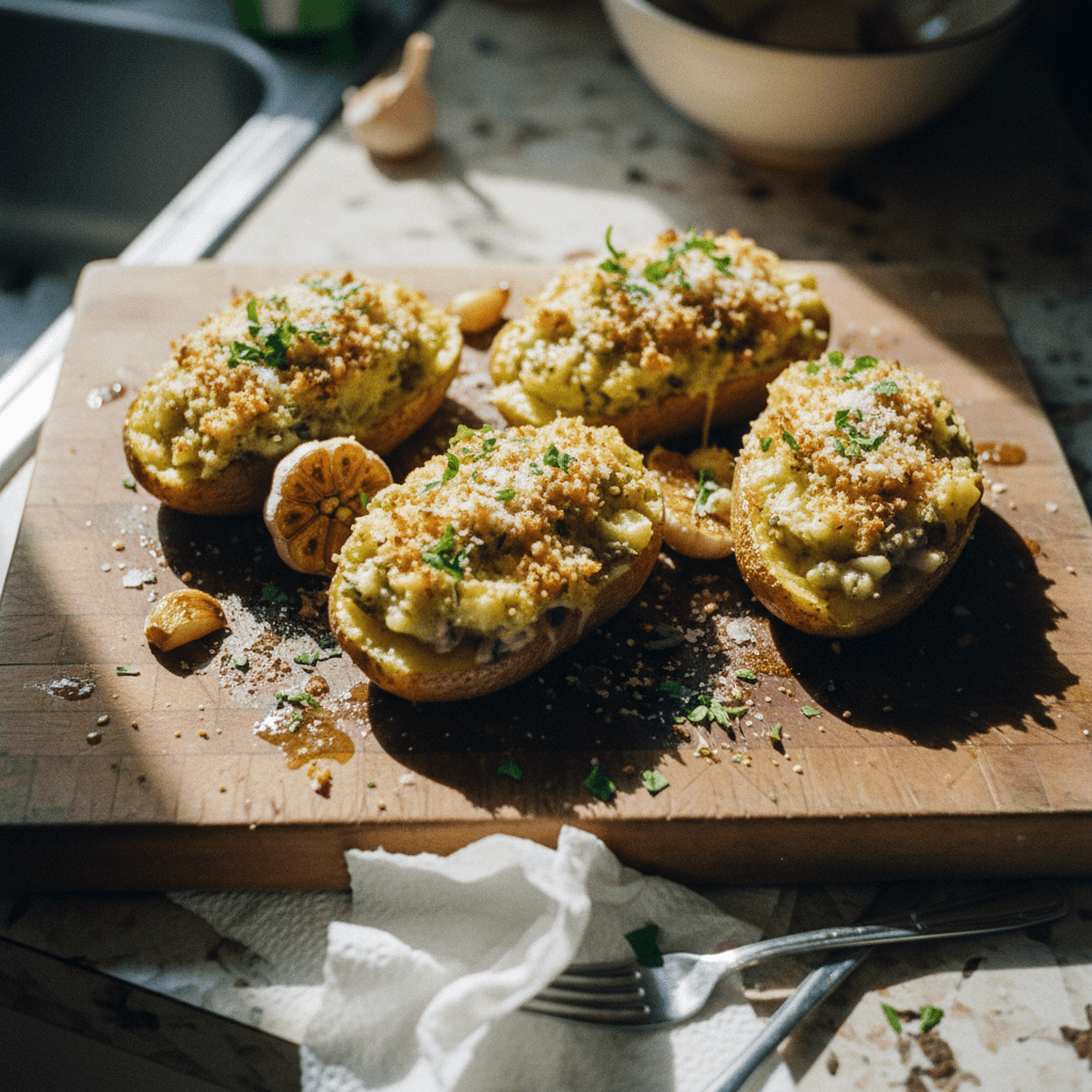 Garlic Parmesan Potato Boats