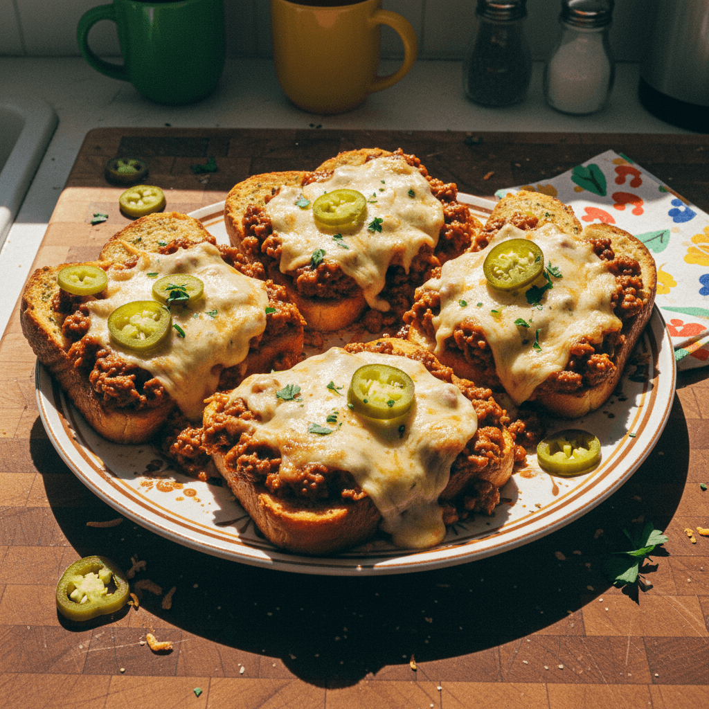 Mississippi Sloppy Joes on Garlic Bread