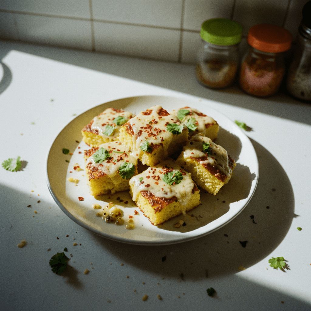 Cheese Garlic Dhokla