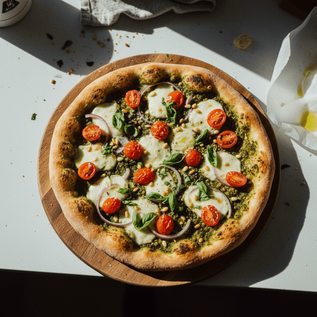 TJ's Pizza Dough Pesto Pizza