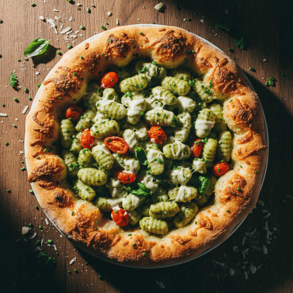 Garlic Crust Pizza Bowl with Cheesy Pesto Gnocchi