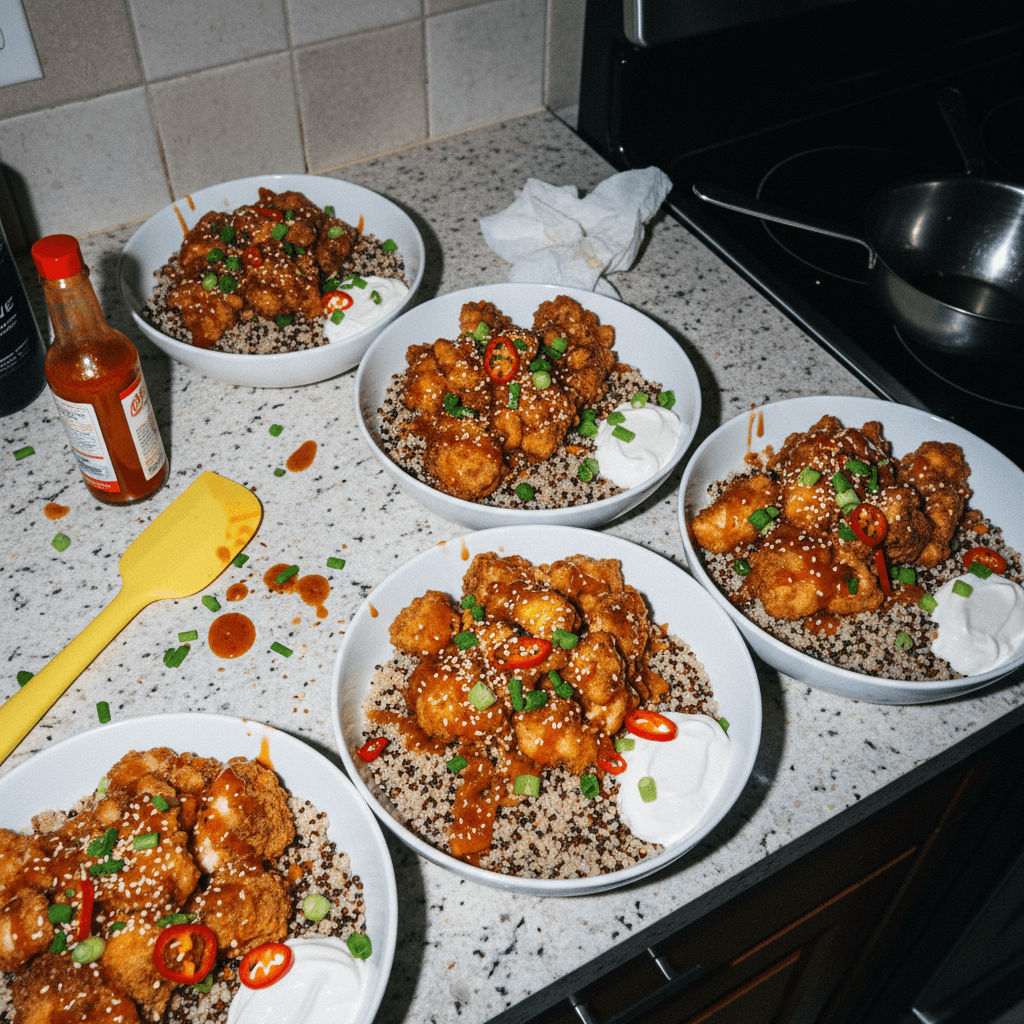 Hot Honey Chicken and Quinoa Bowls