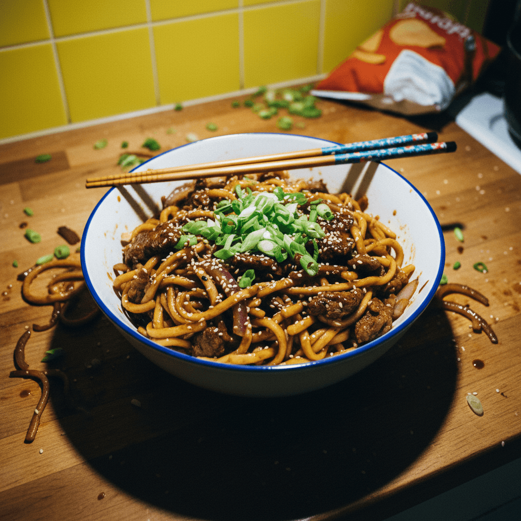 Mongolian Beef Noodle Stir Fry