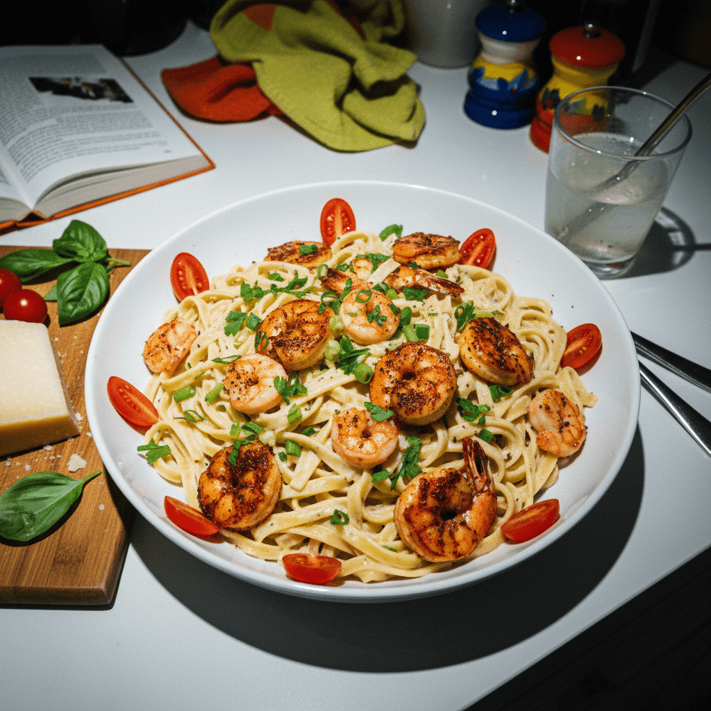 Blackened Shrimp Pasta Alfredo