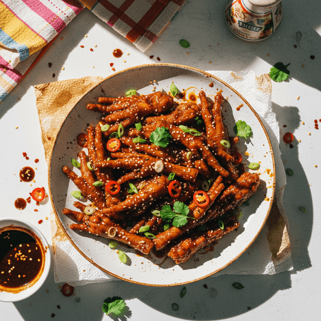 Crispy Happier Chicken Feet with Spicy Soy Glaze