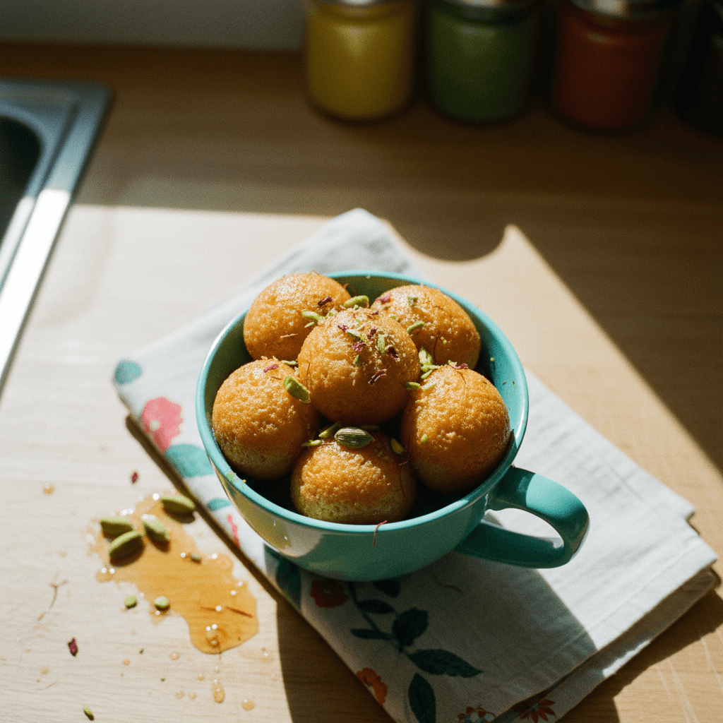 Non-Fried Gulab Jamun in a Mug