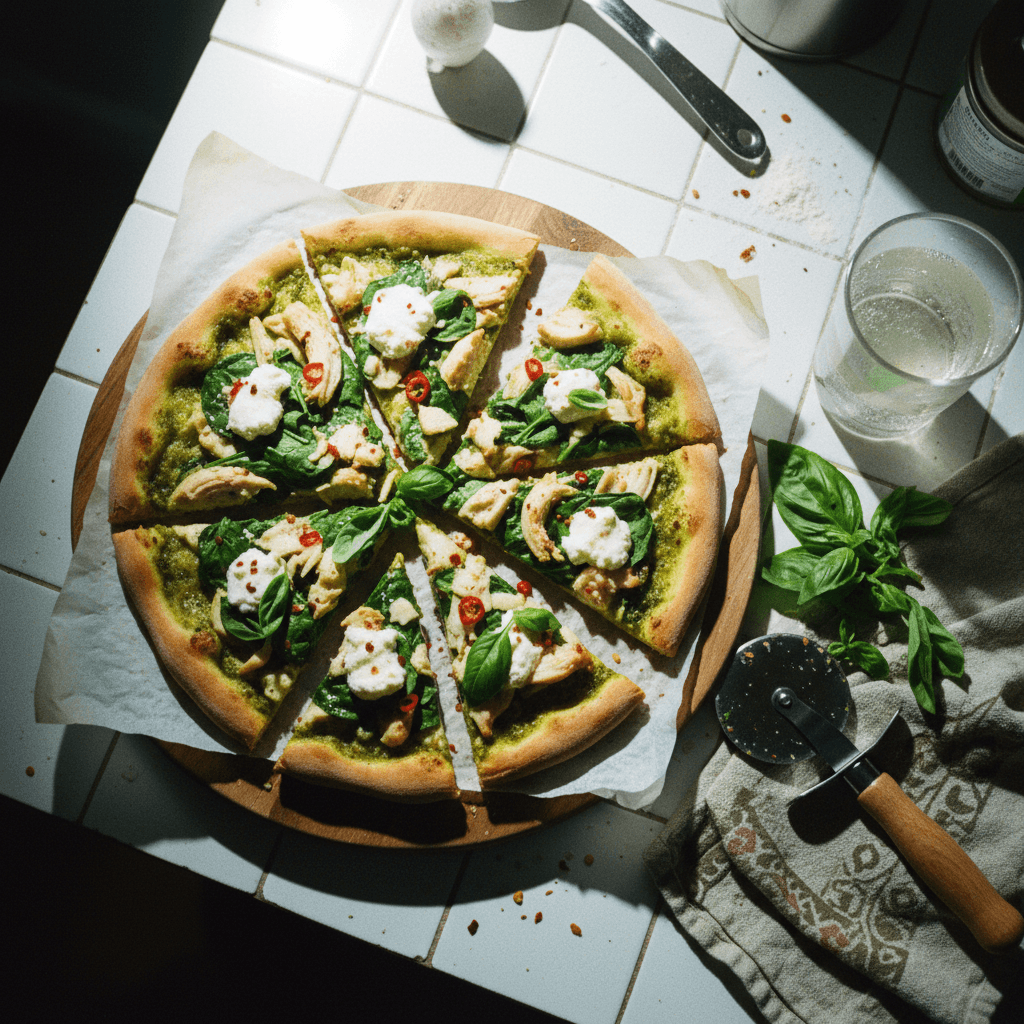 Pesto Chicken & Spinach Pizza