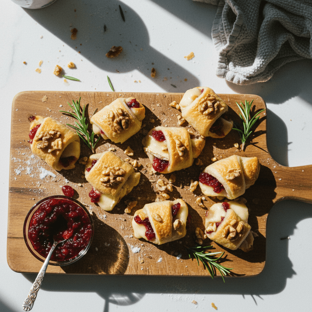 Baked Cranberry Walnut Brie Bites