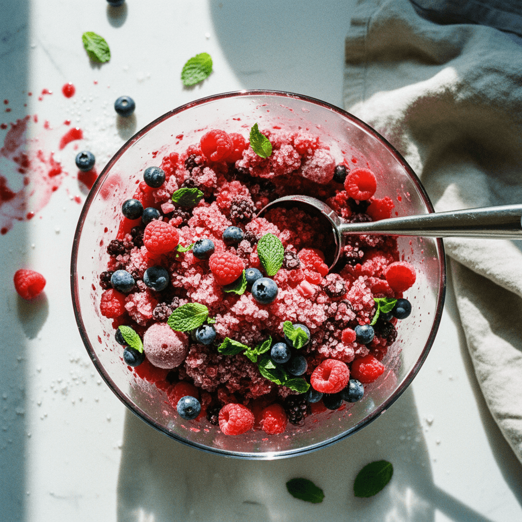 Mixed Berry and Mint Granita