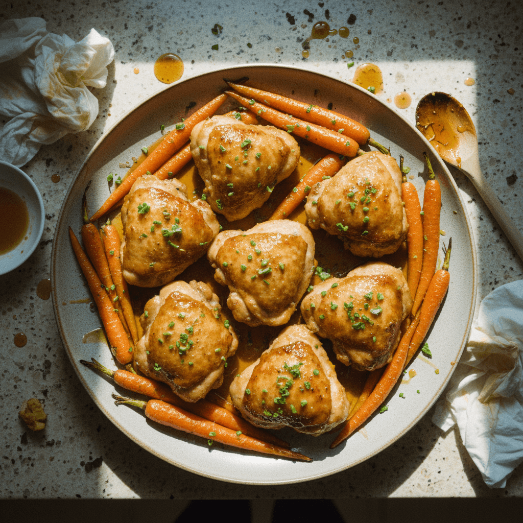 Low FODMAP Honey Maple Chicken Thighs with Carrots