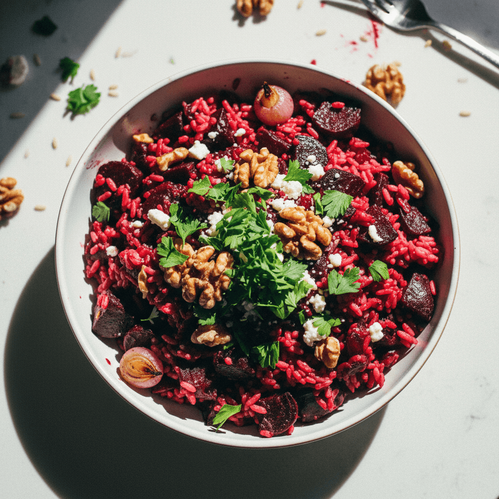 Roasted Beet and Walnut Pilaf