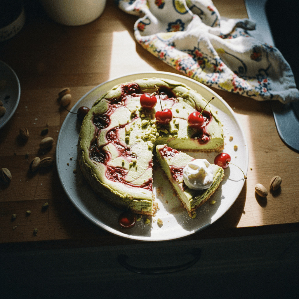 Pistachio Cherry Cheesecake