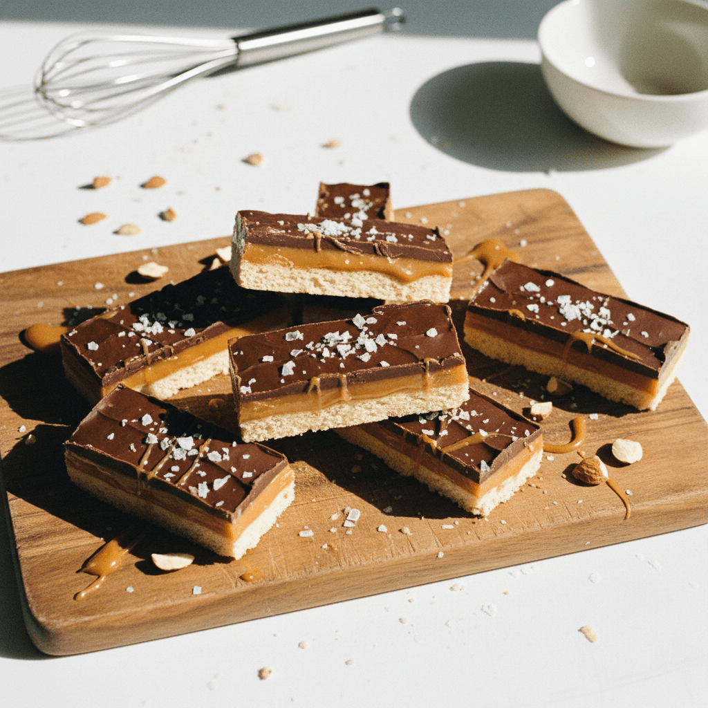 Salted Caramel Twix Bars (Gluten-Free, Refined Sugar-Free)