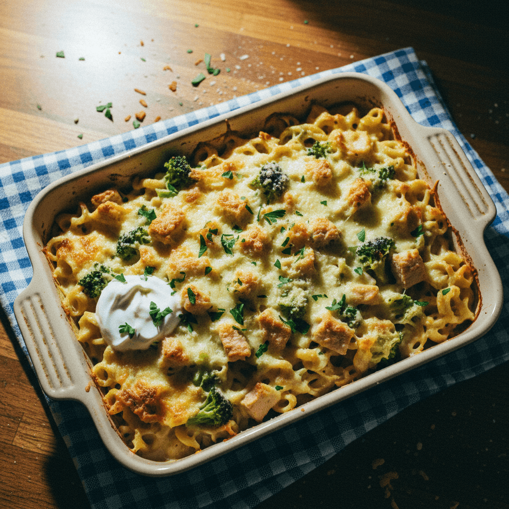 Alfredo Chicken & Broccoli Pasta Bake