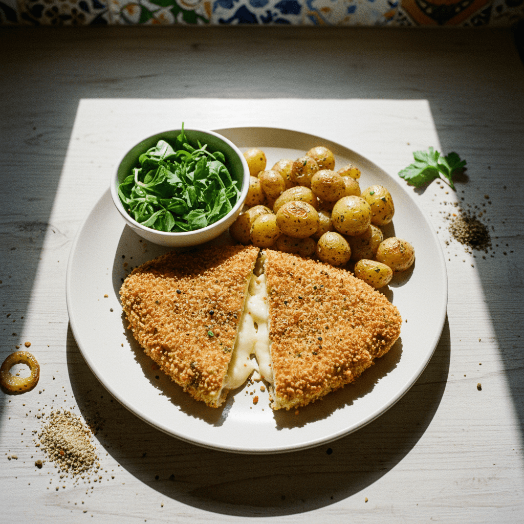 Caprice des Dieux Pané avec Pommes de Terre Rôties