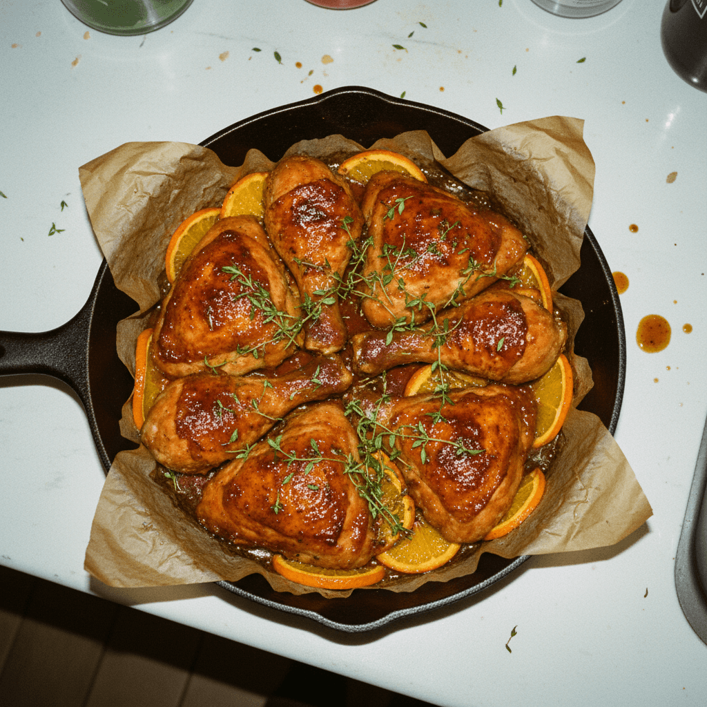 Sticky Orange Thyme Baked Chicken