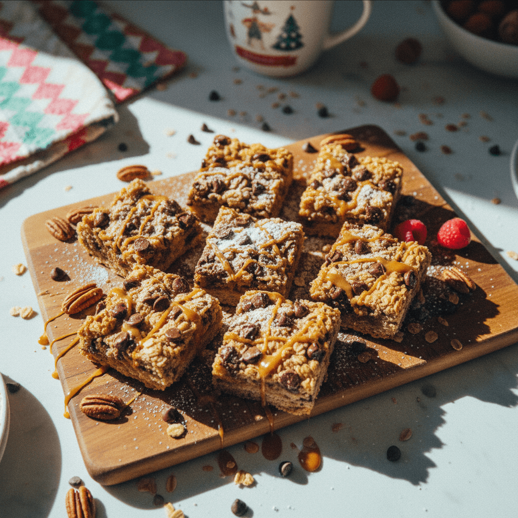 Chocolate Chip Caramel Oat Bars