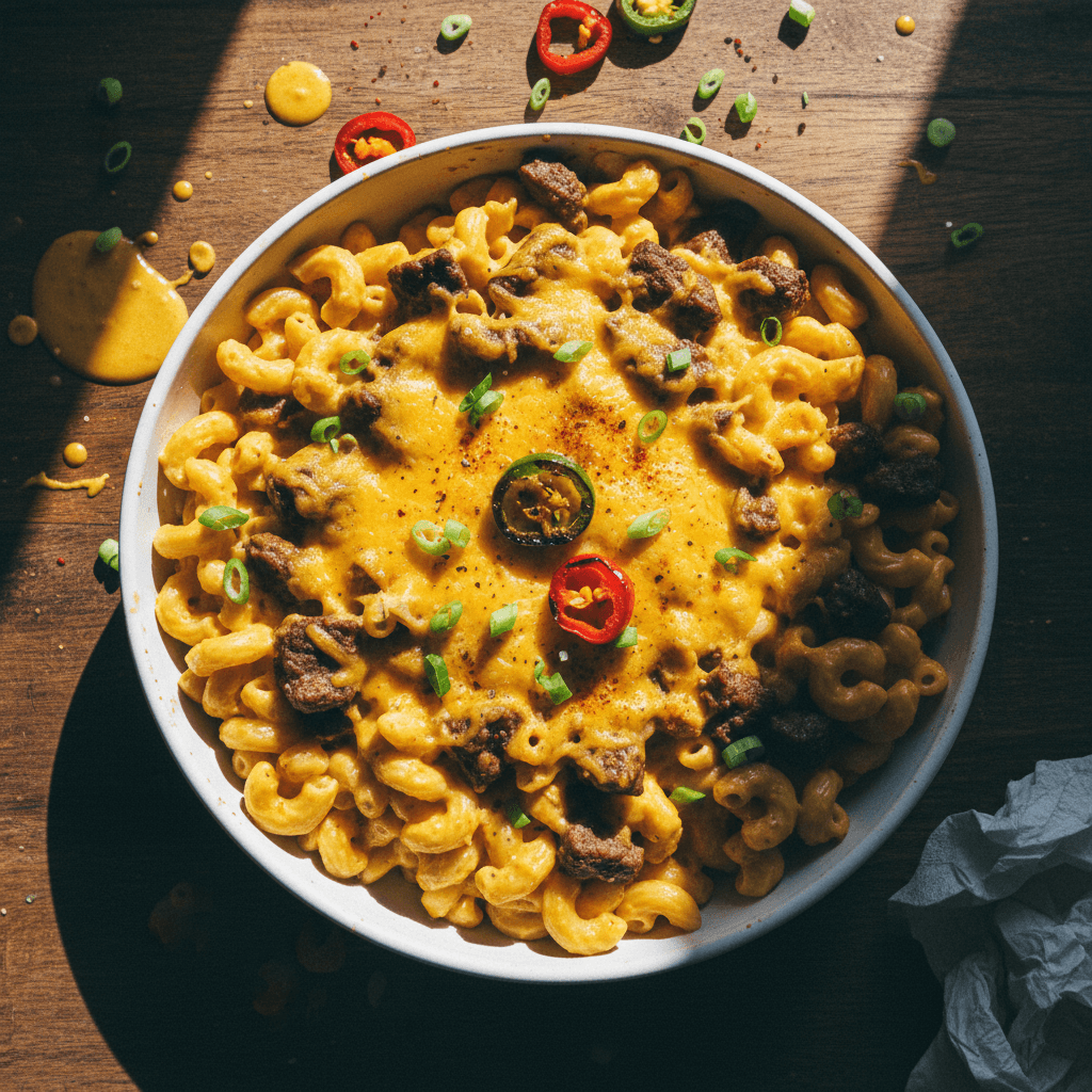 Queso Steak Macaroni & Cheese